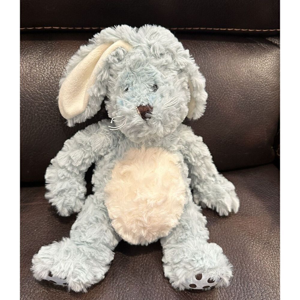 Pier 1 One Imports Blue Plush Rabbit Bunny Soft Polka Dots‎ Satin Feet Brown 11”